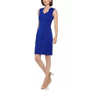Calvin Klein Royal Blue Sheath Dress Women's Sleeveless Back Zip Size 10
